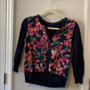Navy floral cardigan